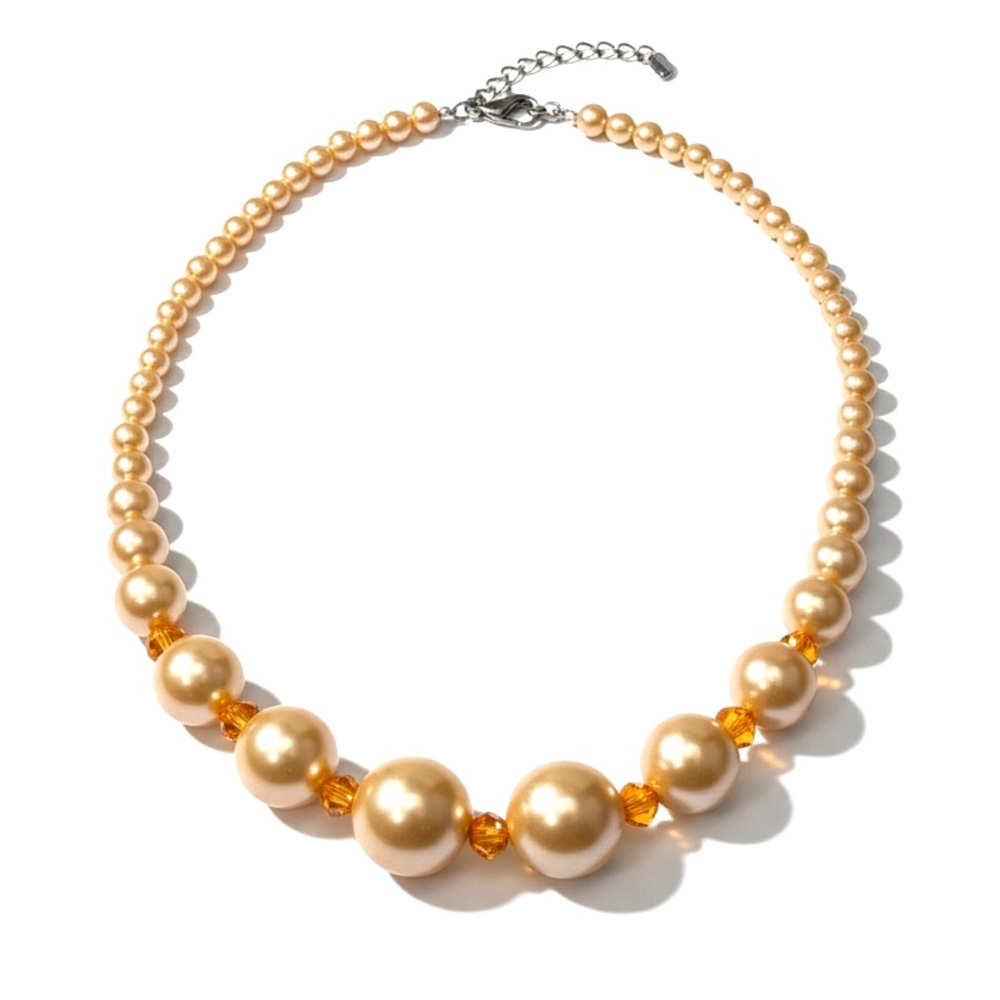 Vintage Peach Bauble Ball Beaded Necklace
